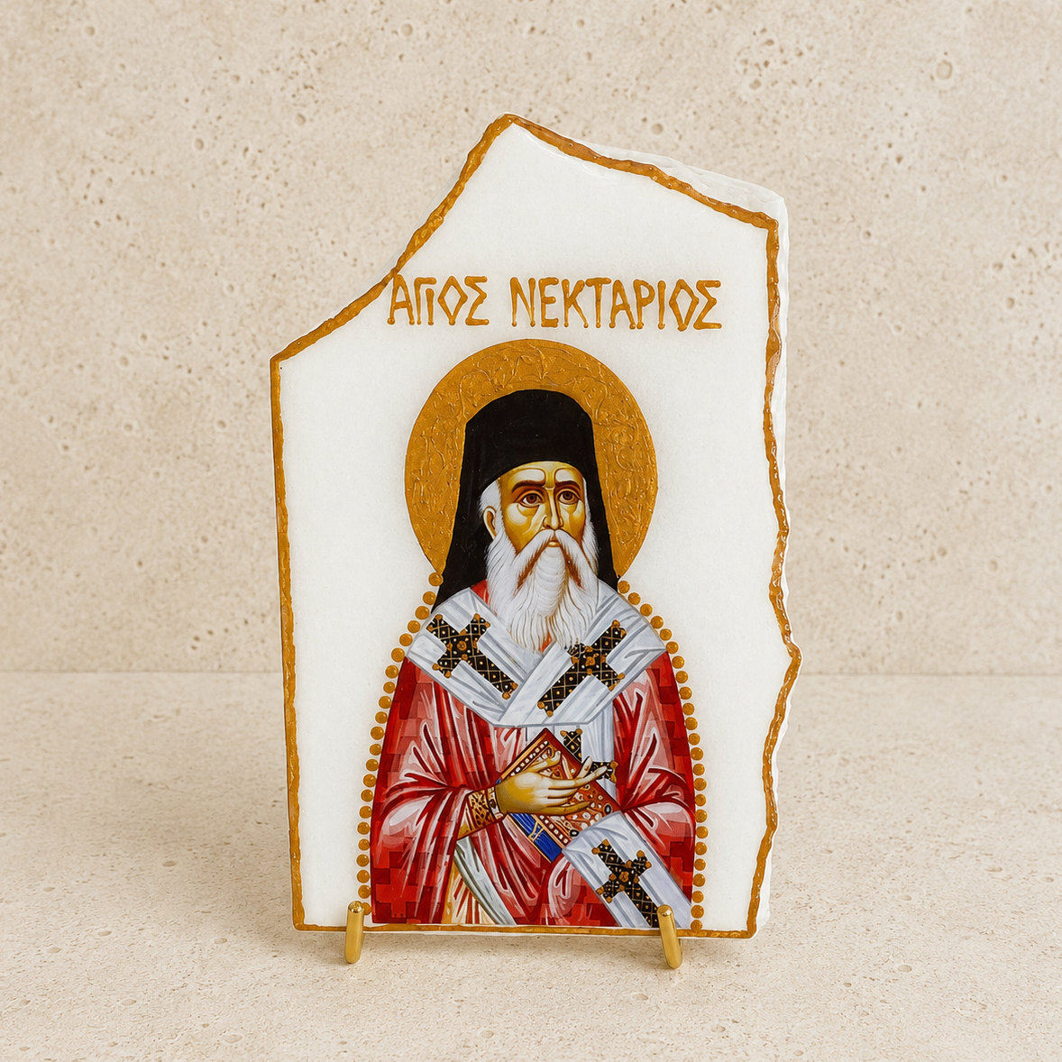 Saint Nectarios Marble Icon