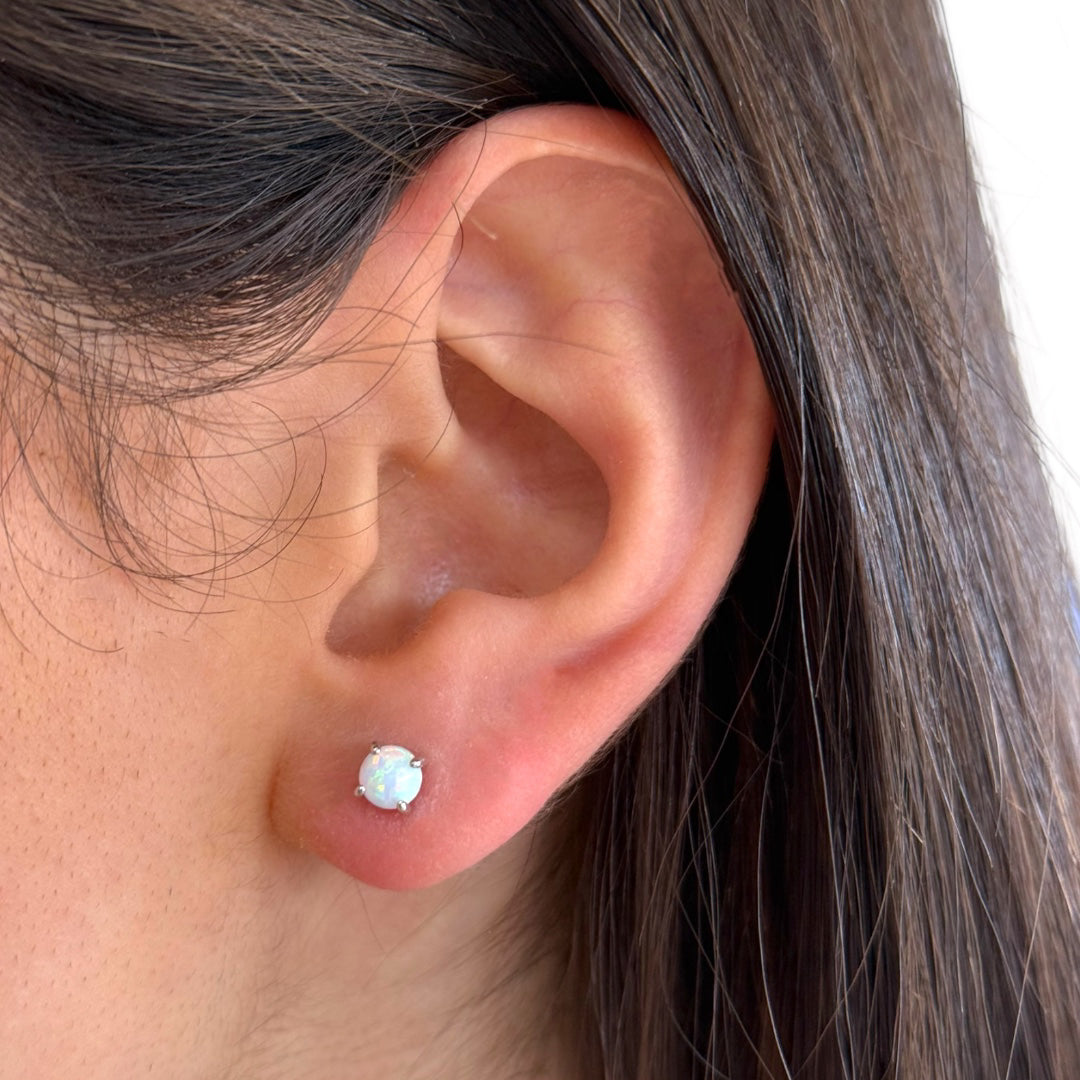 White Opalite Sterling Silver Studs
