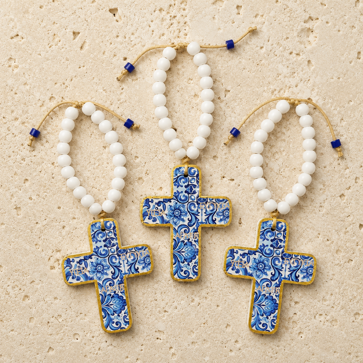 Blue & White Ceramic Cross
