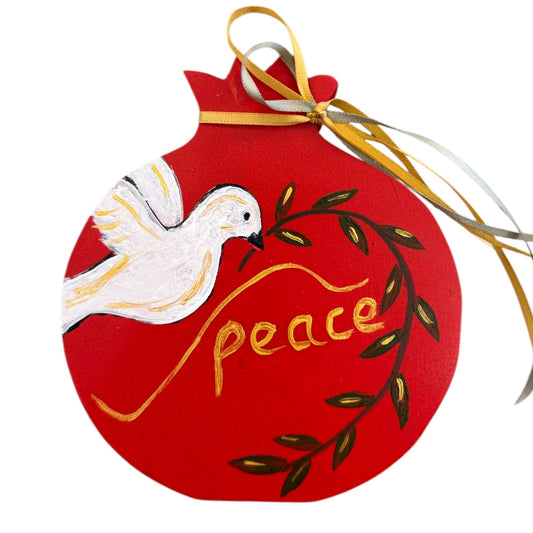 Wooden Pomegranate & Peace Dove