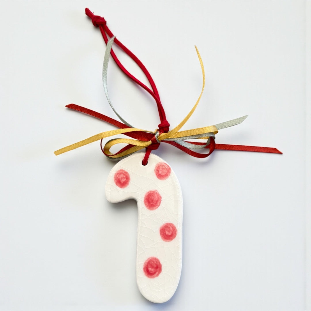 Ceramic Candy Cane Tree Ornament