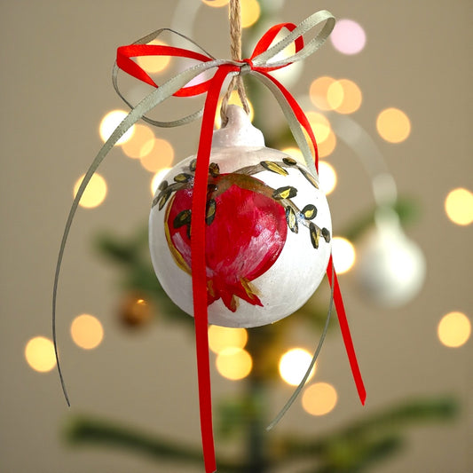 Hand Painted Pomegranate Ceramic Bauble