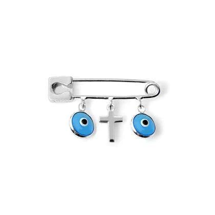 Baby Eye and Cross Pin Baby Blue