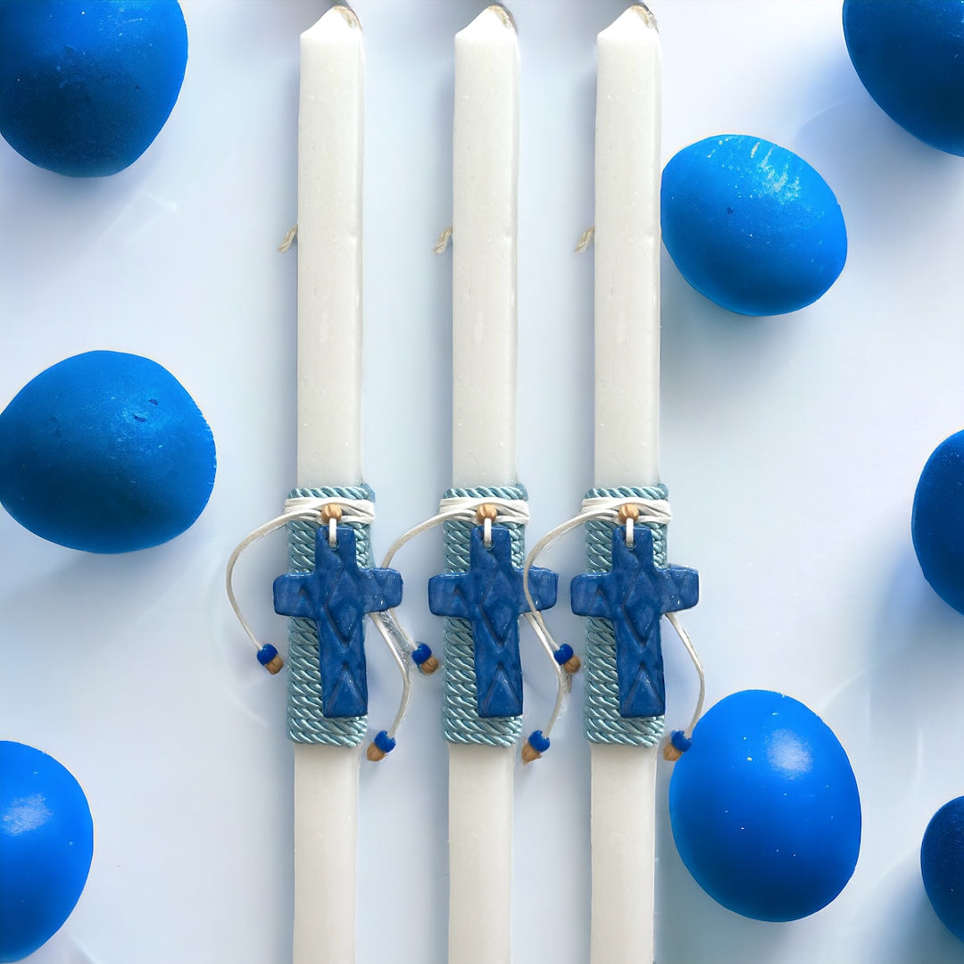 Ceramic Navy Cross Easter Candles