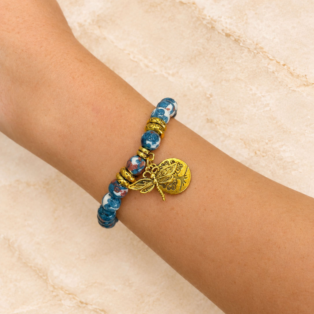 Dragonfly Charm Beaded Bracelet