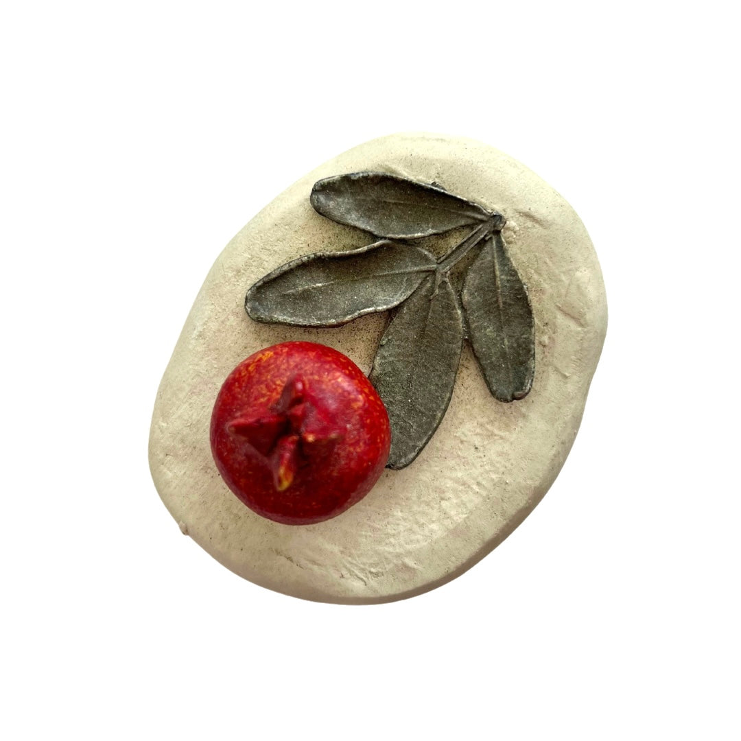 Handmade Stoneware Ceramic Pomegranate Ornament