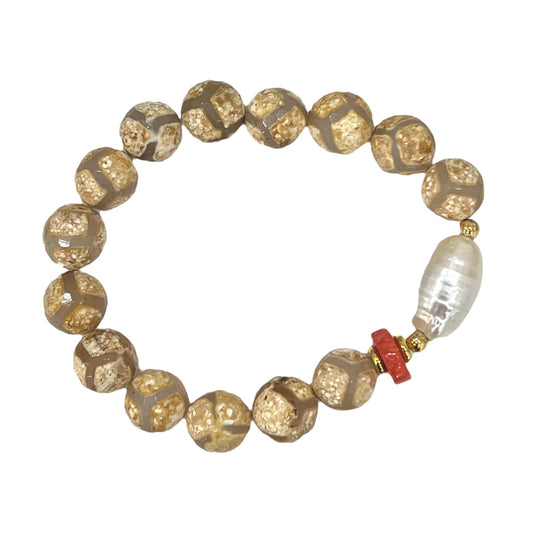 Gemstone And Fresh Water Pearl Bracelet