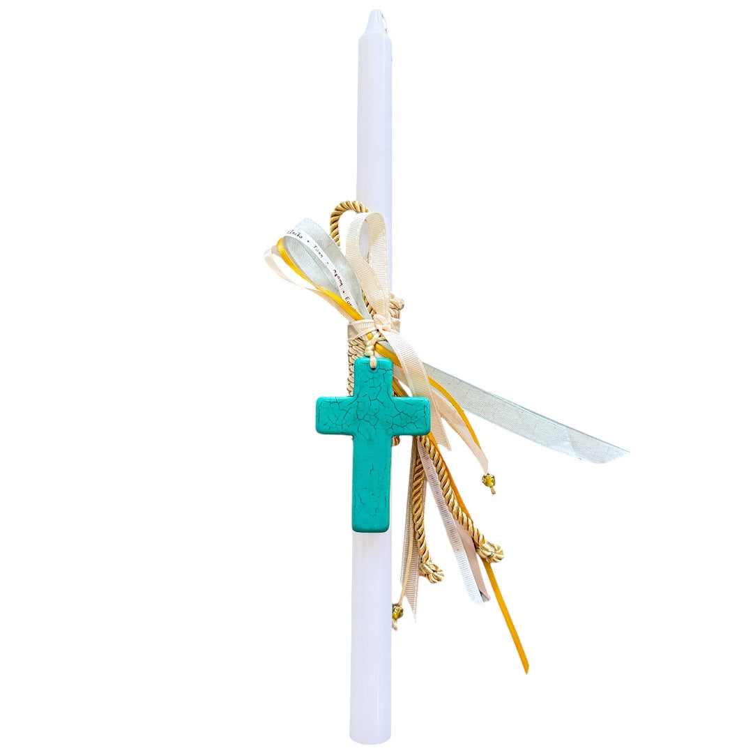 Turquoise Cross Easter Candle