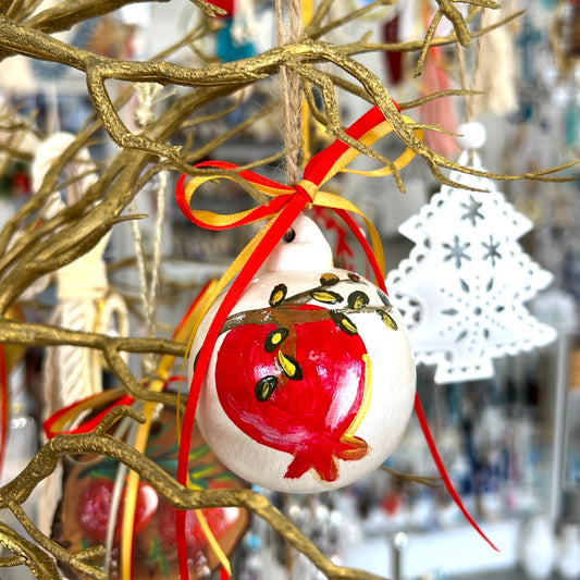 Hand painted Pomegranate Ceramic Bauble