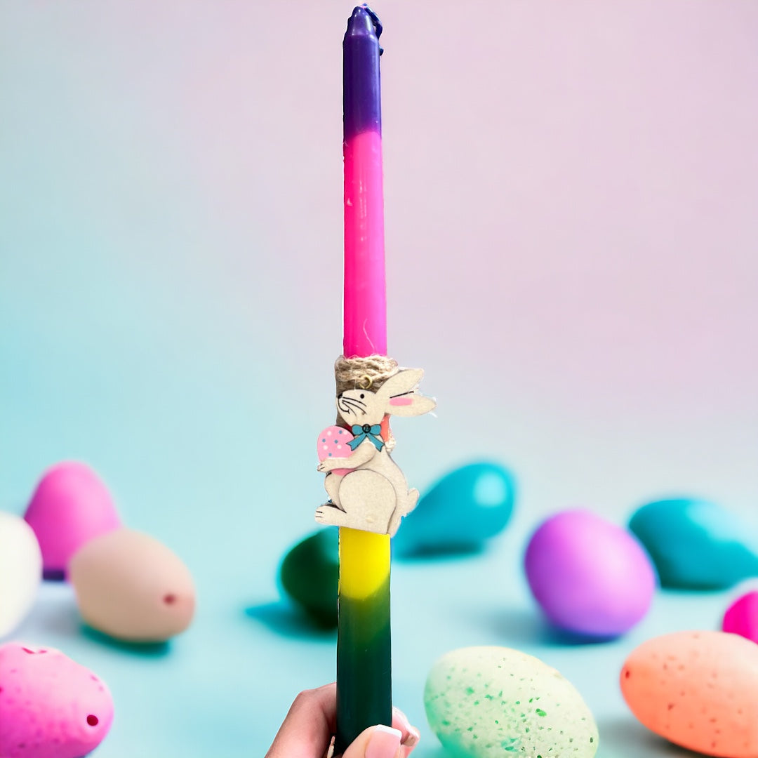 Bunny Rainbow Easter Candle