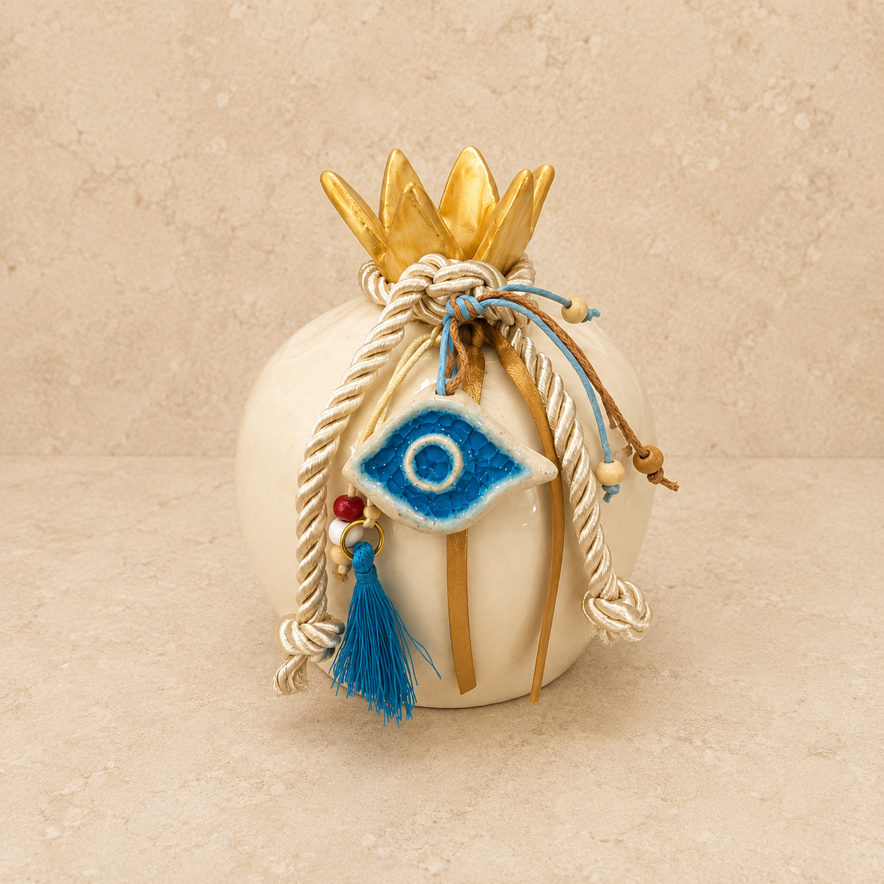 Cream Handmade Ceramic Pomegranate