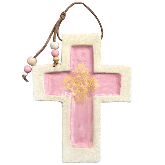 Santorini Cross Pink And Gold