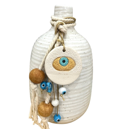 Ceramic Vase With Ceramic Eye And Embellishments