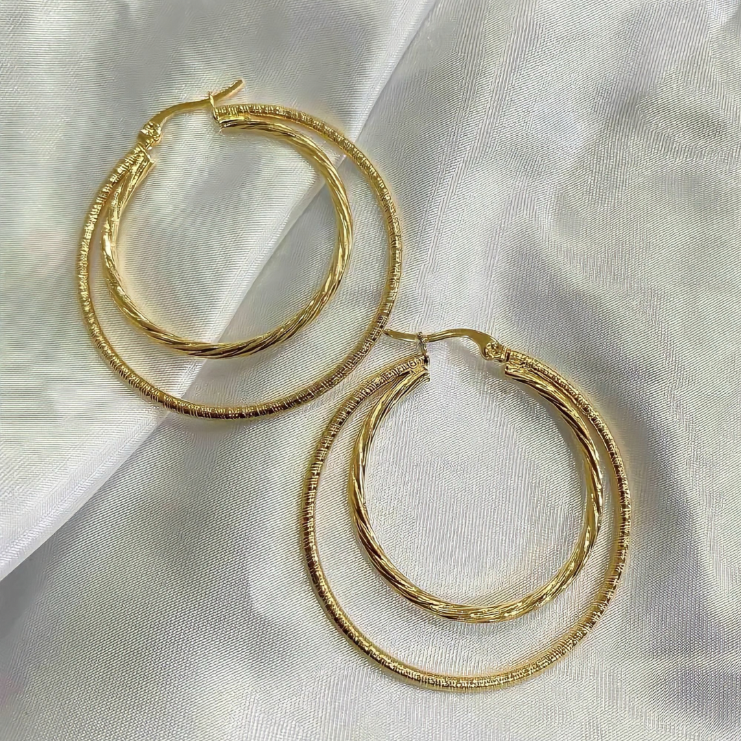 Gold Double Hoops