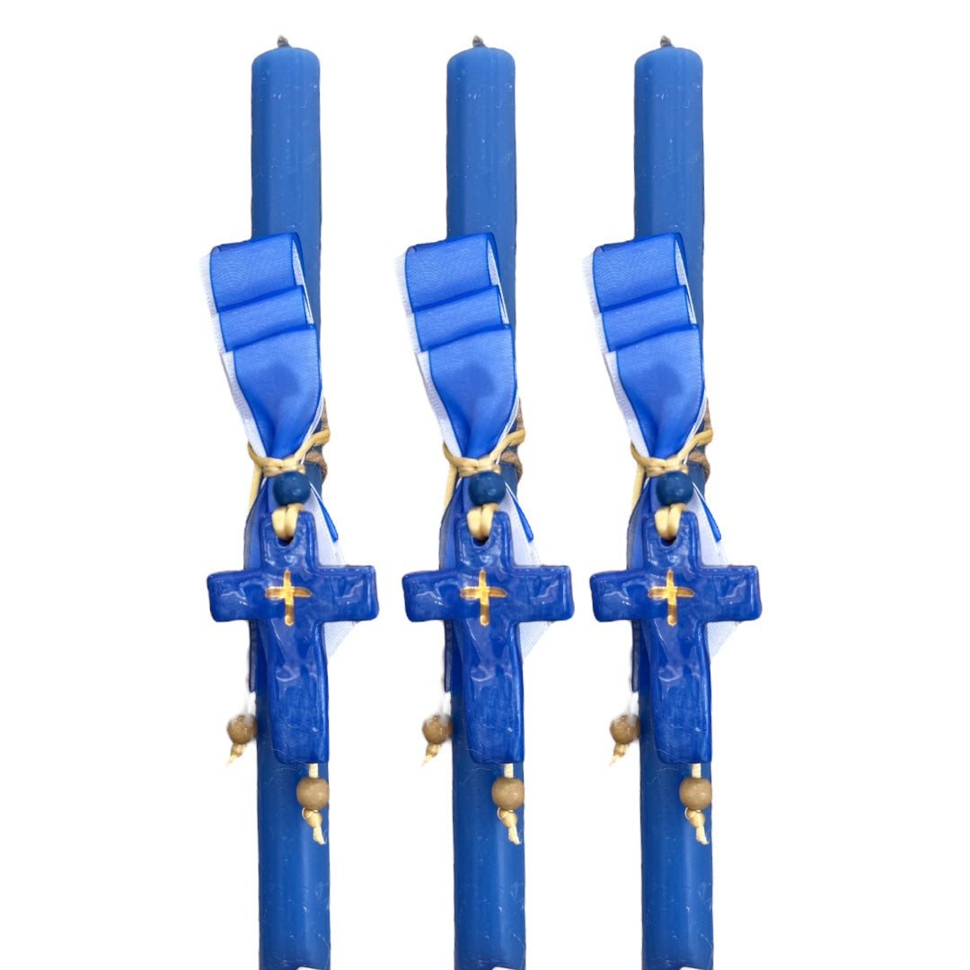 Blue Ceramic Cross & Blue Easter Candle