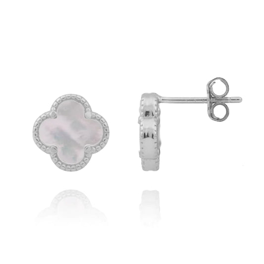 Amara Mother Of Pearl Clover Silver Studs