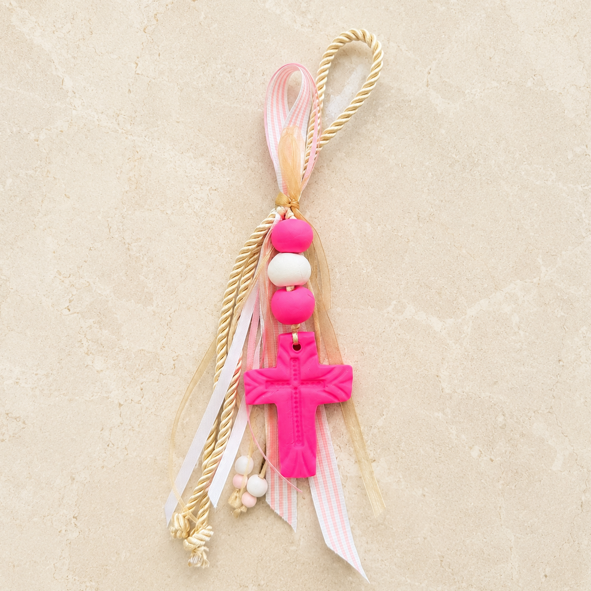 Vibrant Pink Cross Ornament