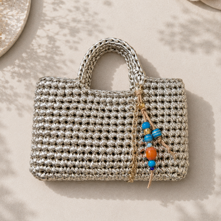 Hand Crocheted Gold Bag