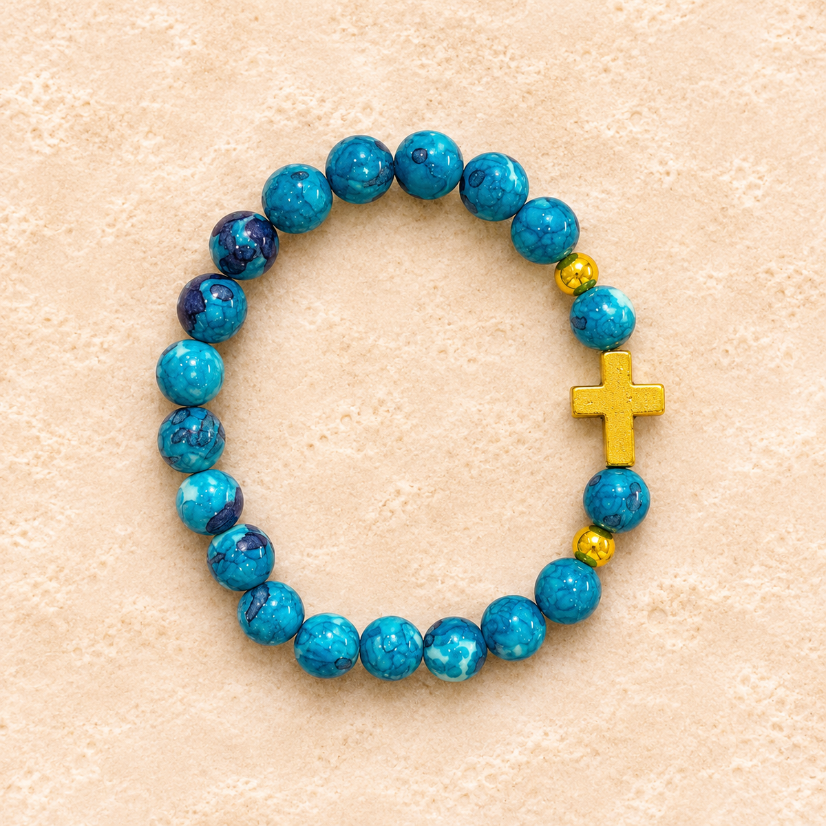 Turquoise Cross Beaded Bracelet