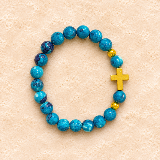 Turquoise Cross Beaded Bracelet