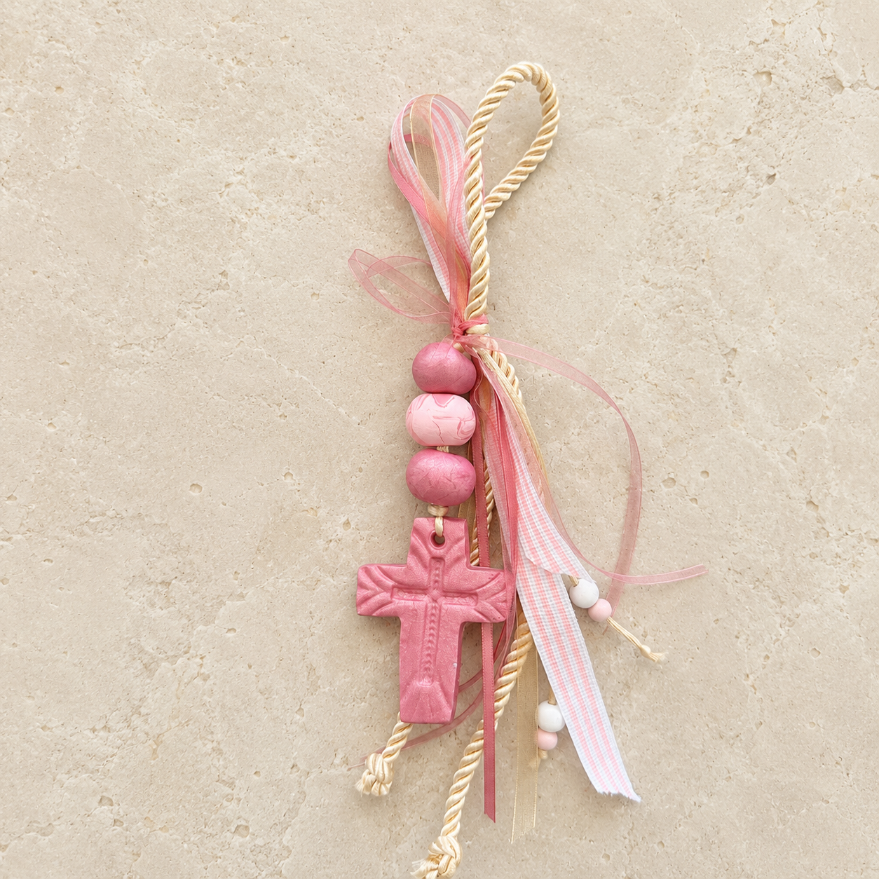 Dusty Pink Cross Ornament