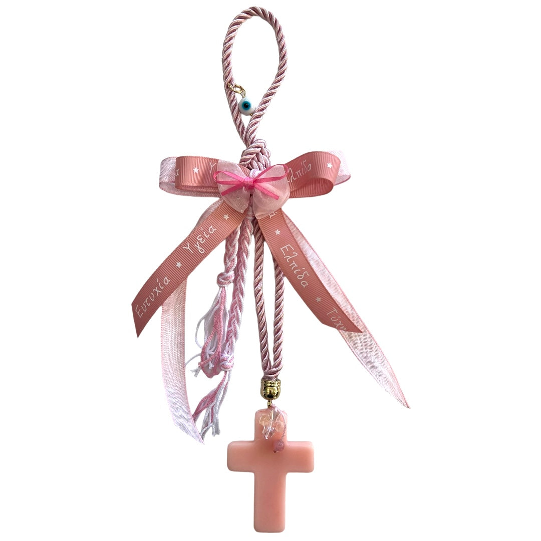 Pink Cross And Bow Gouri Charm