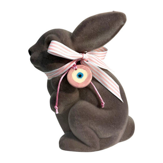 Grey Rabbit With Pink Evil Eye