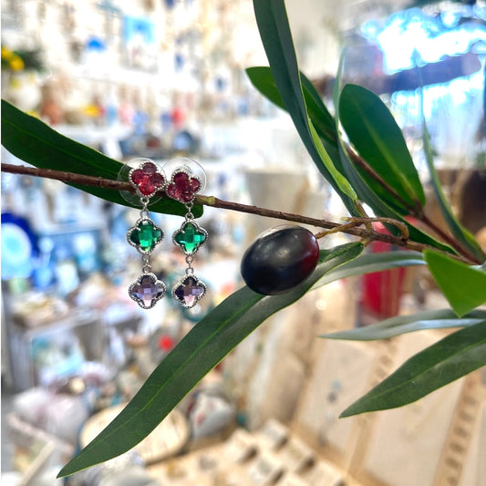 Clover Drop Earrings Silver
