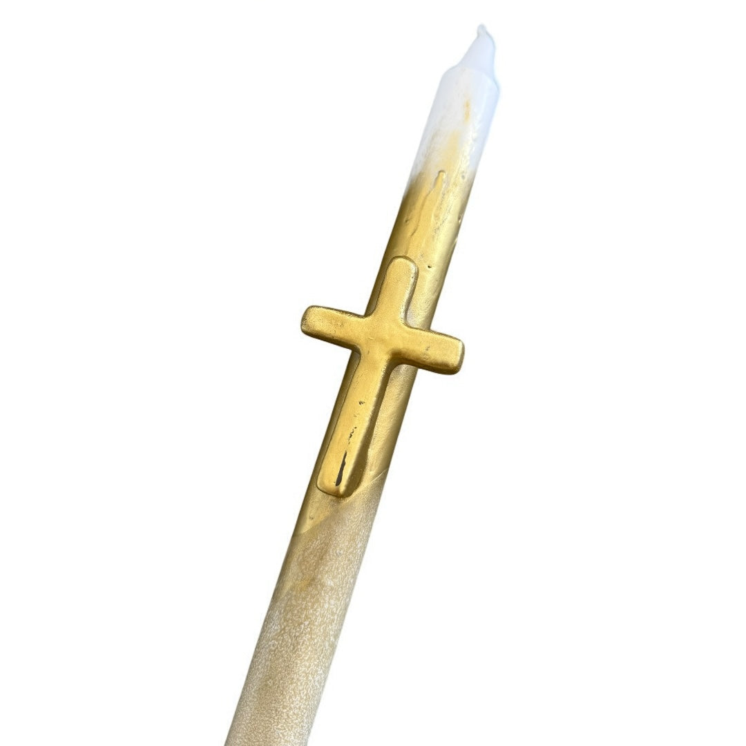 Gold Cross Easter Candle