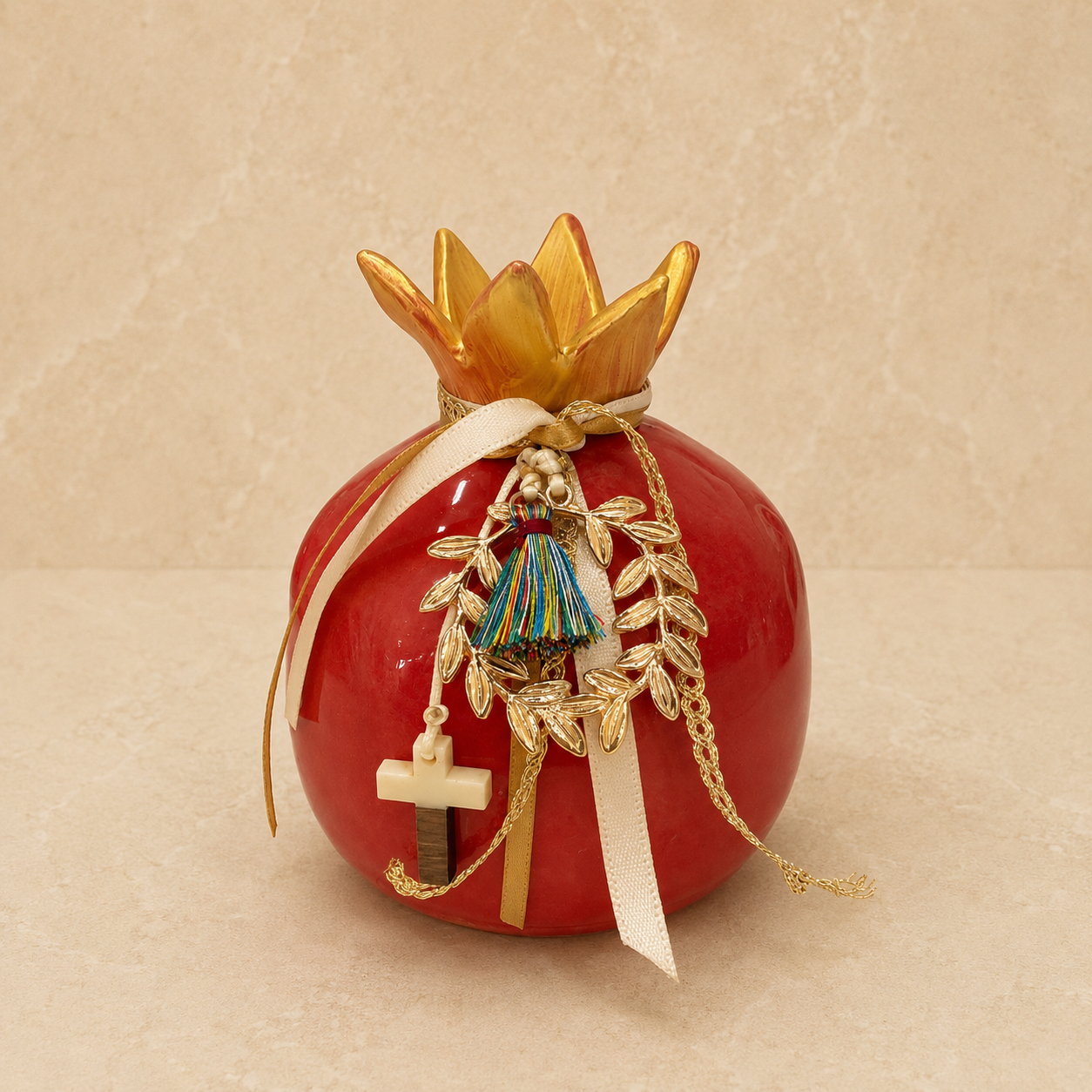 Red Handmade Ceramic Pomegranate