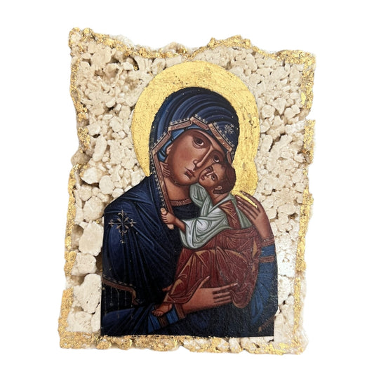 Mary And Jesus On Travertine