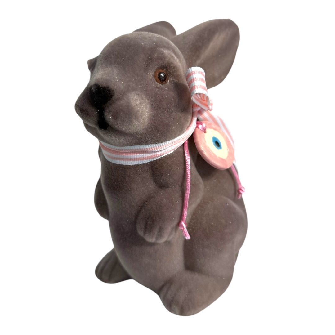 Grey Rabbit With Pink Evil Eye