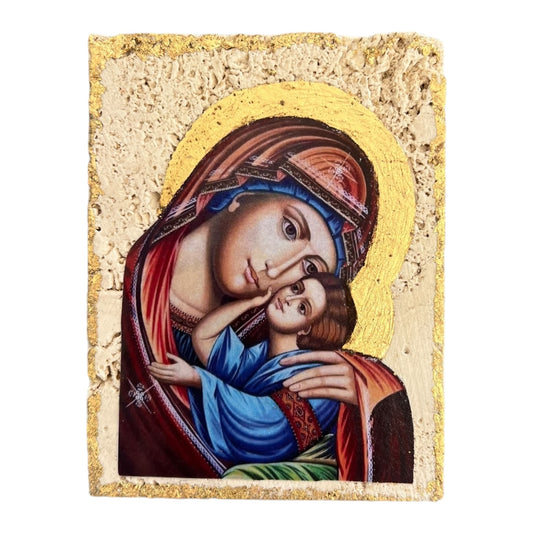 Mary And Jesus On Travertine