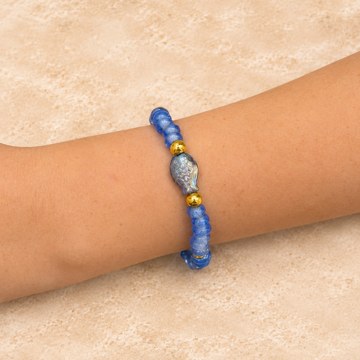 Blue Fish Beaded Bracelet