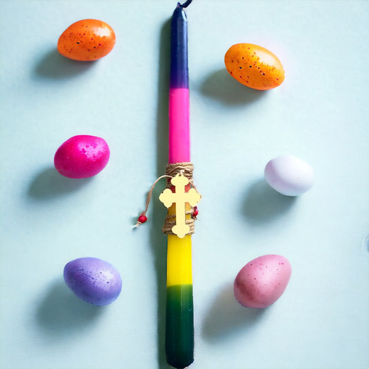 Cross Rainbow Easter Candle