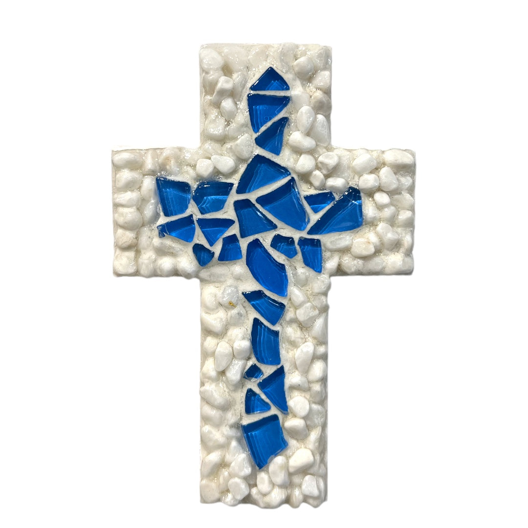 Gemstone Chip And Mosaic Timber Cross