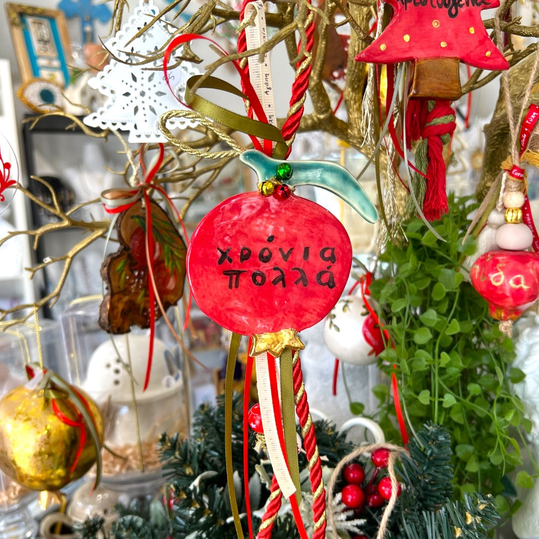 “Xronia Polla” Ceramic Pomegranate Ornament