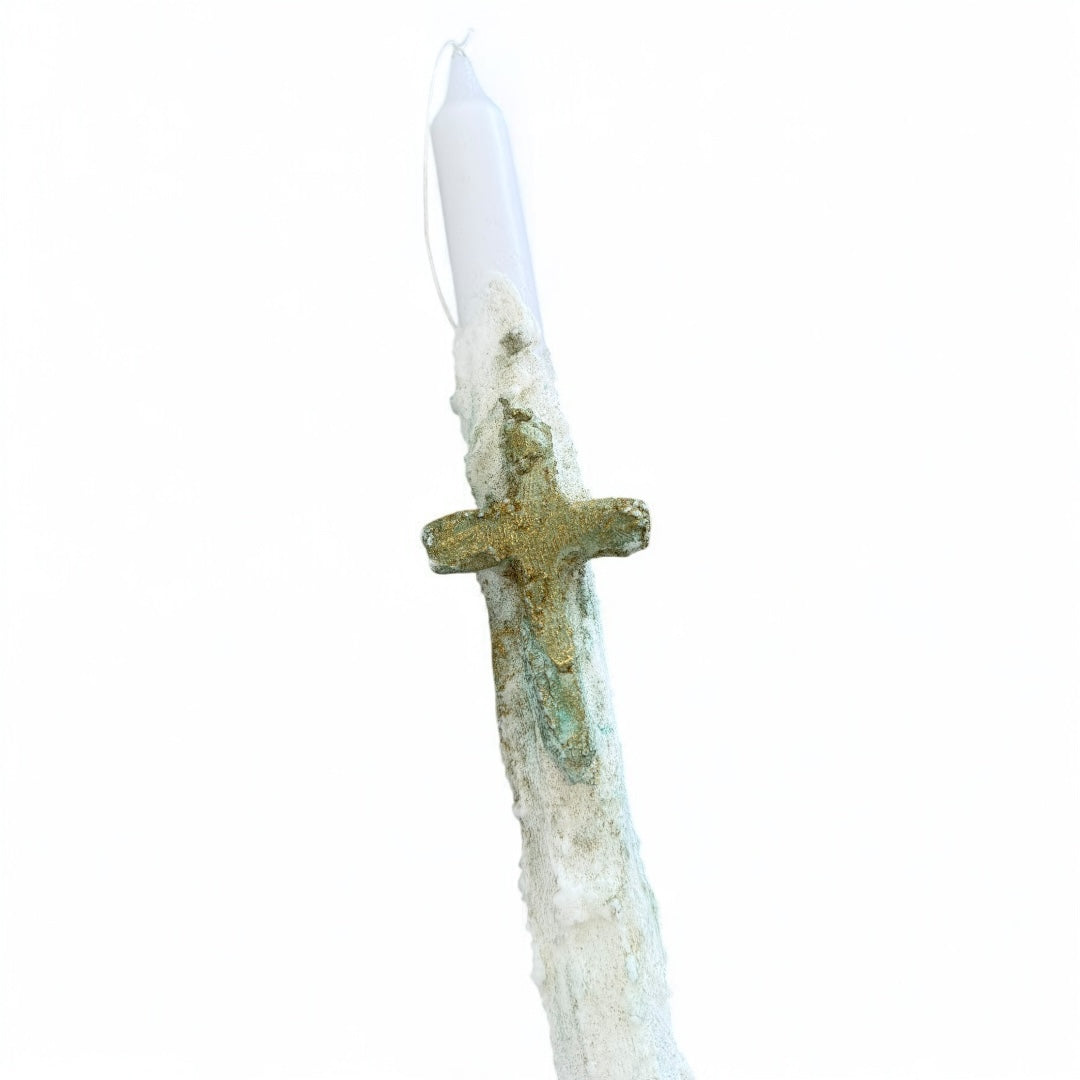 Green Cross Easter Candle