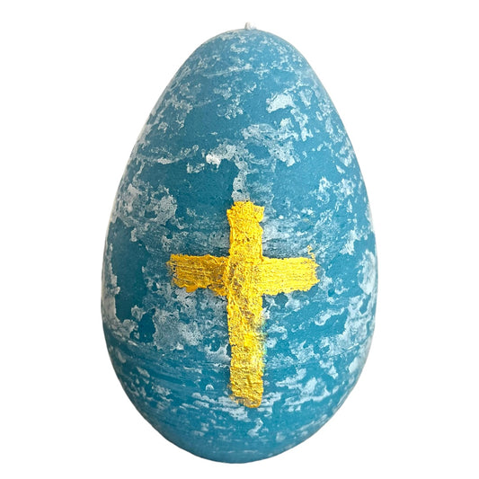 Blue And Gold Cross Soy Wax Egg ~ Large