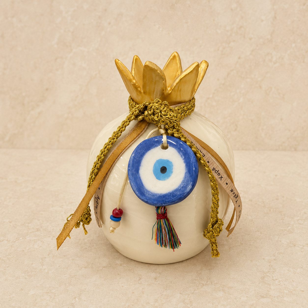 Cream Ceramic Handmade Pomegranate