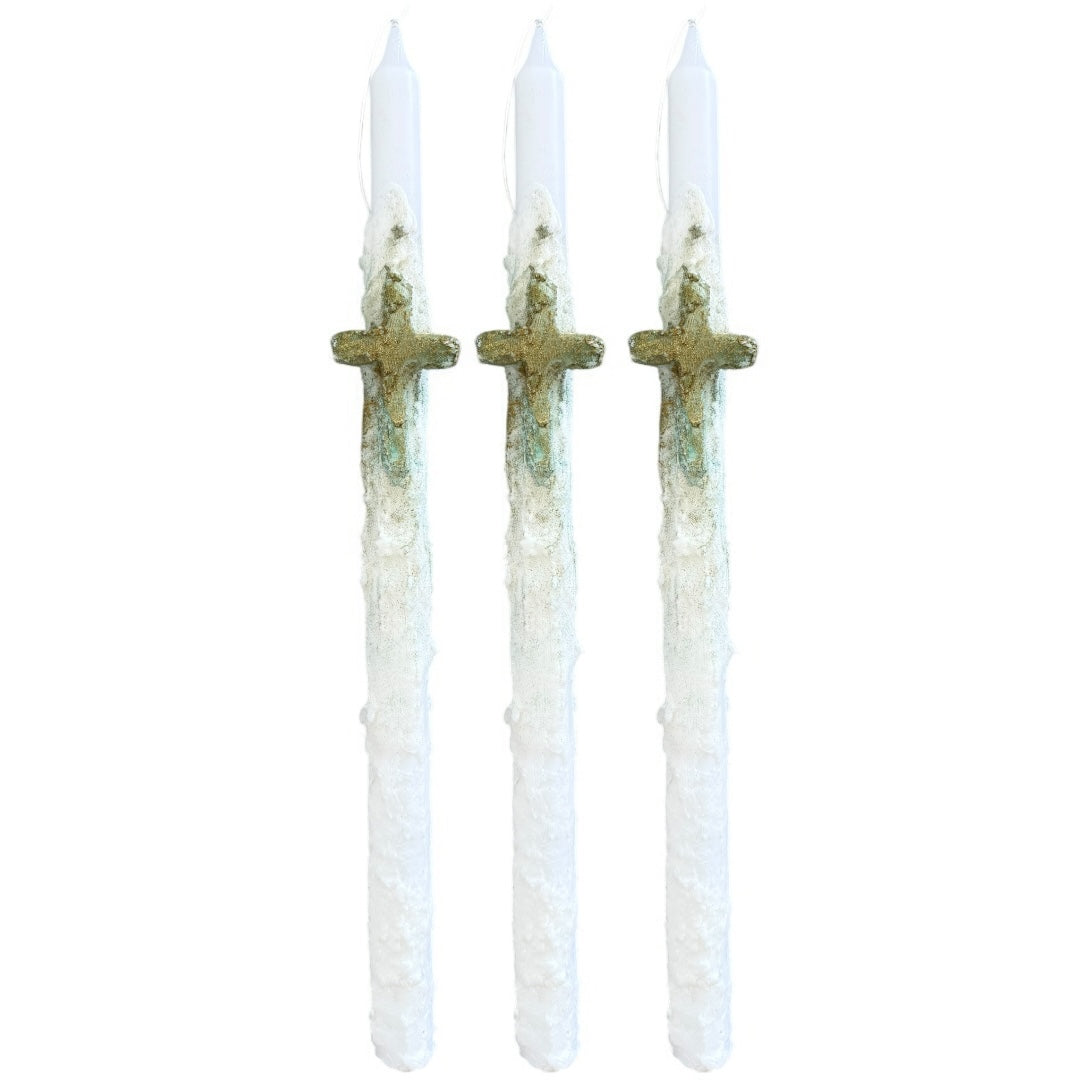 Green Cross Easter Candle