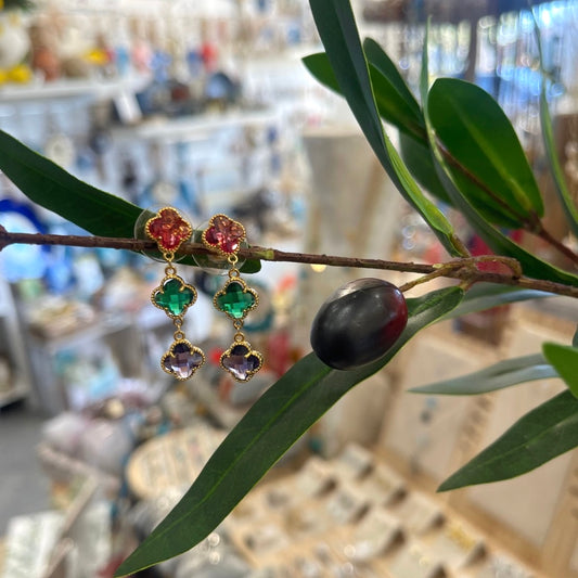 Clover Drop Earrings Gold