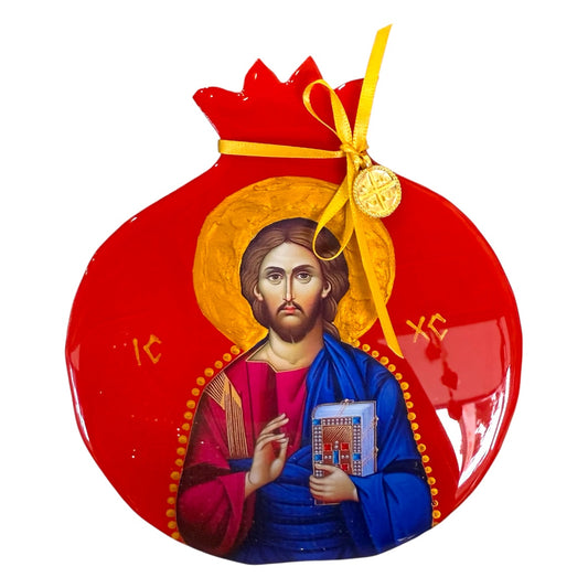 Wooden Pomegranate Jesus Icon