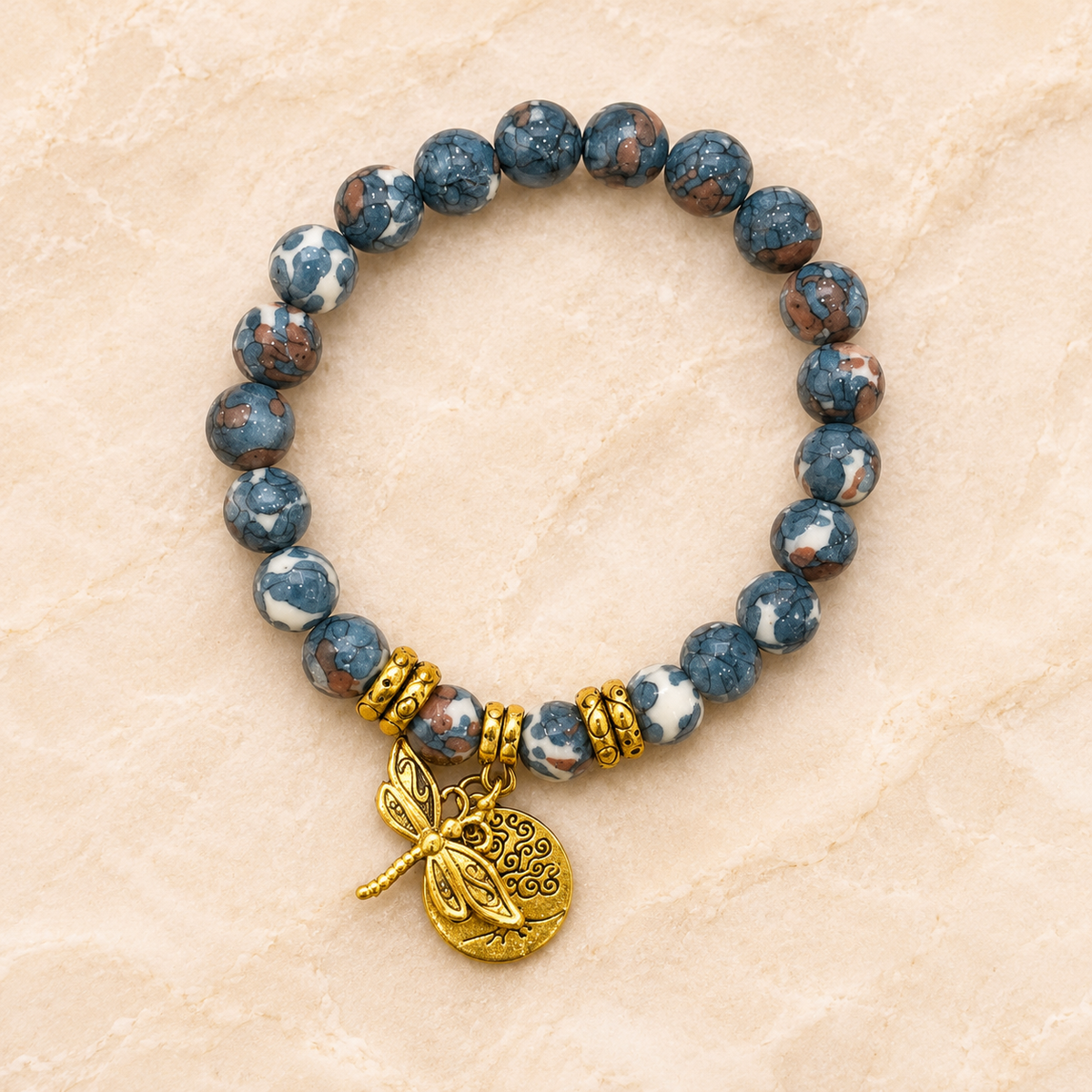 Dragonfly Charm Beaded Bracelet