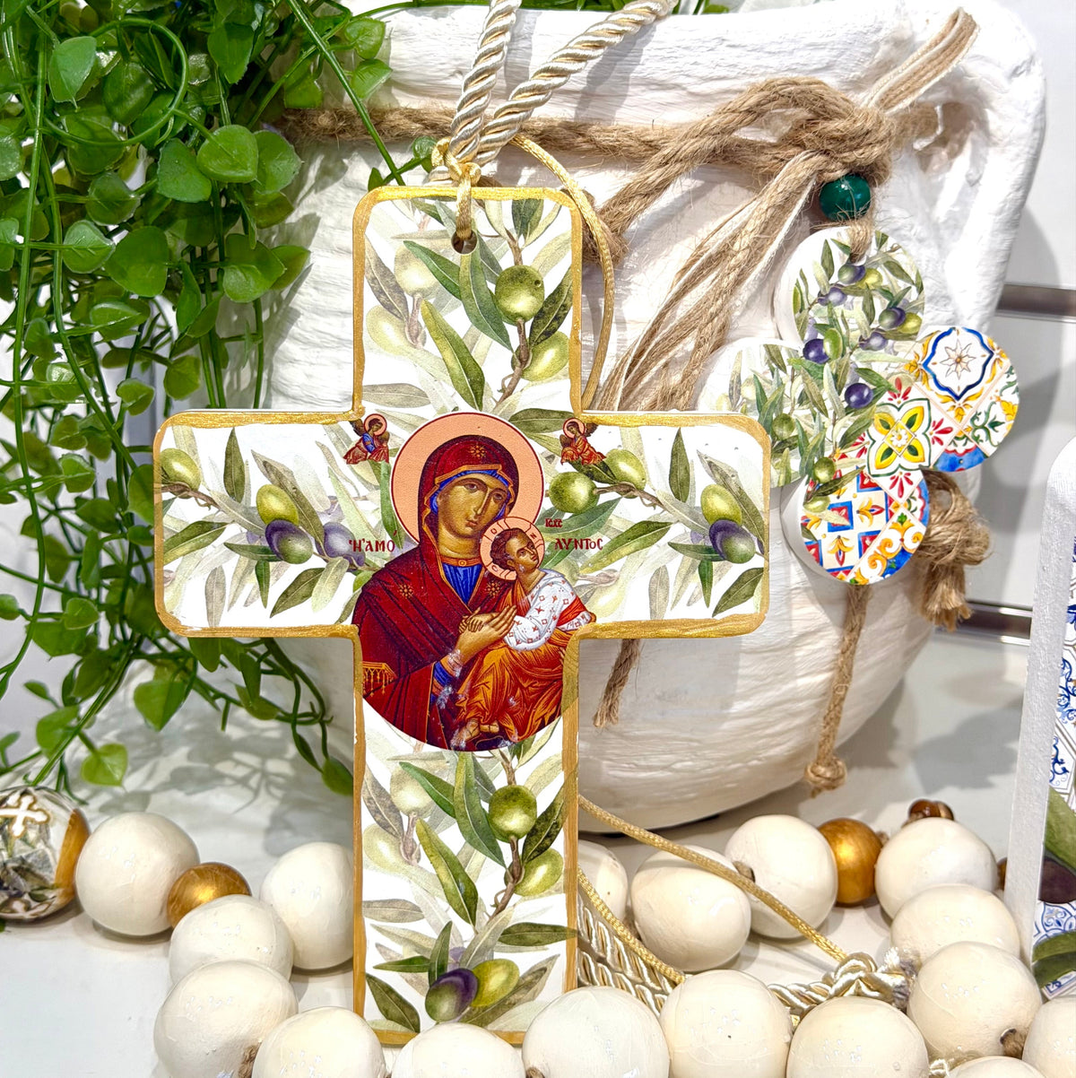 Olive Icon Ceramic Cross