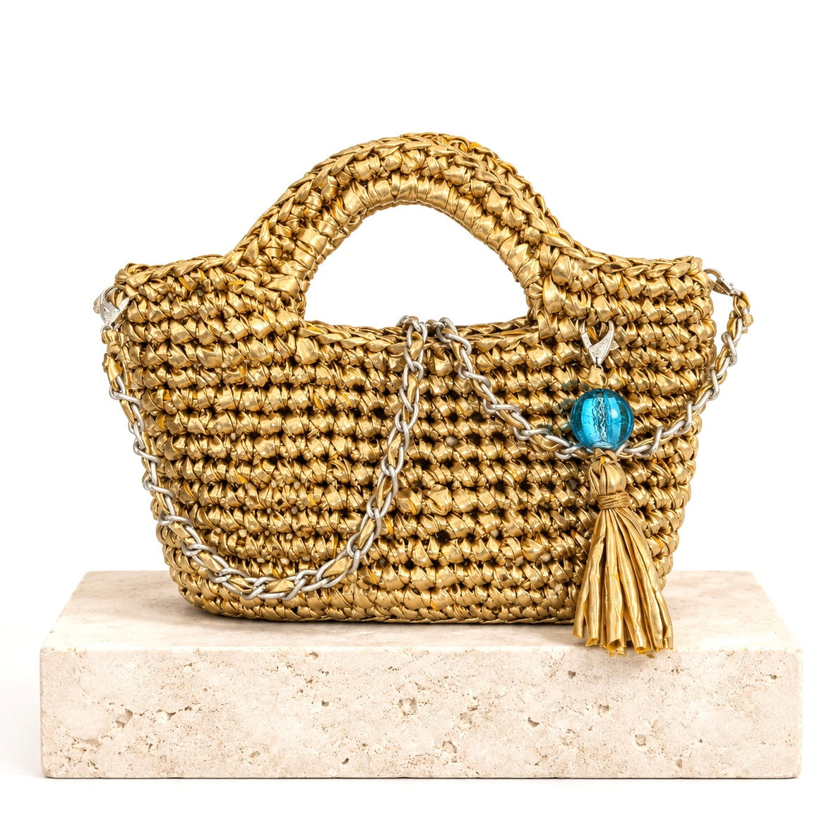 Athena Gold Crochet Bag