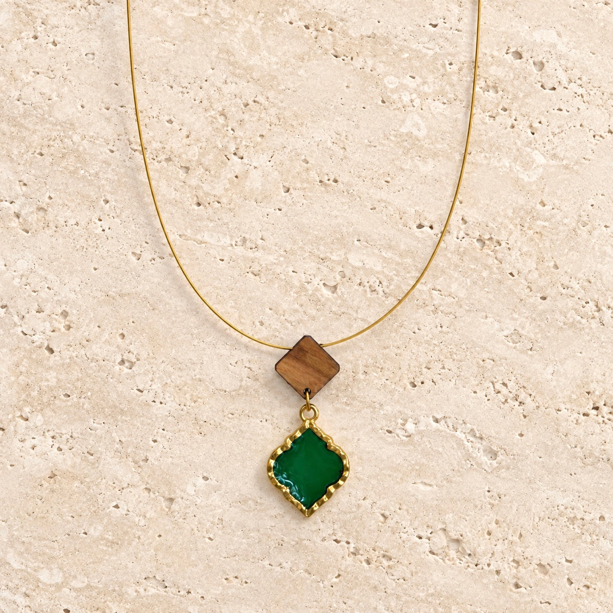 Green Olive Wood Necklace
