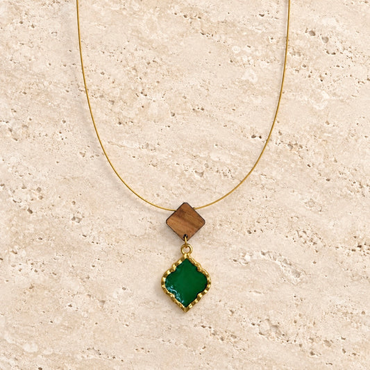Green Olive Wood Necklace