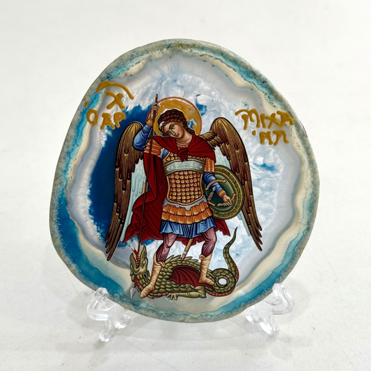 Archangel Michael Agate Stone Icon