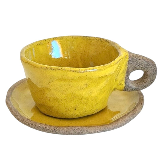 Ceramic Cup And Saucer Set Yellow